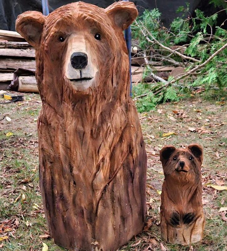 reddish brown mama bear and reddish brown baby bear